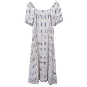 LOFT White Dress with Multicolor Dots